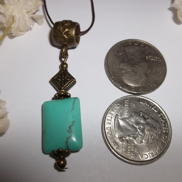 Necklace, Pendant, Boho Necklace, Cord Necklace, Turquoise Necklace, Gift 7938 - Picture 3 of 10